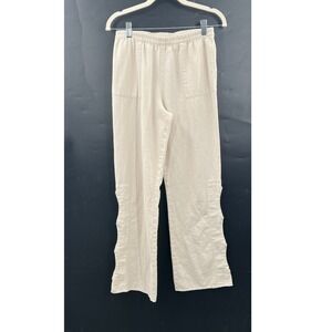 Soft Surroundings Cream Cotton scallop beachy lagenlook coastal grandma pants XS